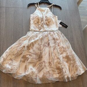 Cachet Ivory Dress with Gold Glitter Floral Accents
